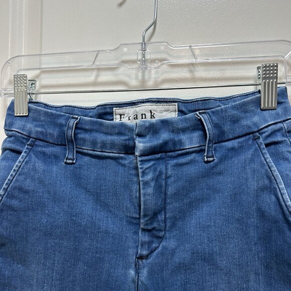 Frank & Eileen Wicklow Performance Cropped Blue Denim Jeans Raw Hem Size 0 - Picture 6 of 16